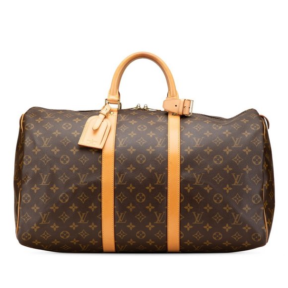 LOUIS VUITTON Brown Monogram Leather Keepall 50 Boston Bag - Picture 1 of 15